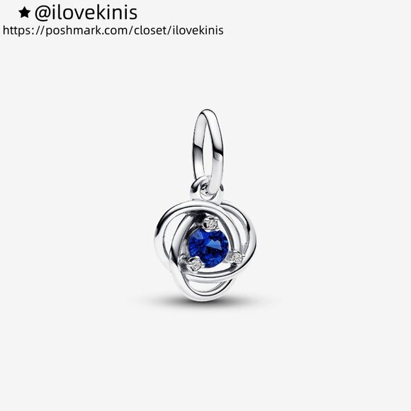 Pandora Blue Eternity Circle Dangle Charm - Picture 1 of 6